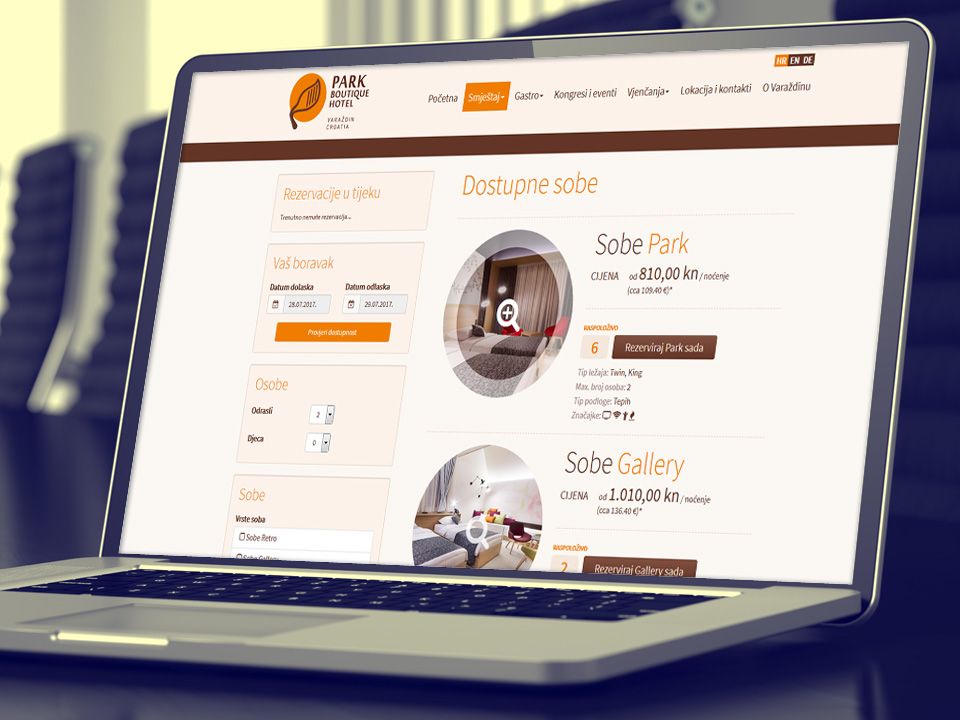 Web booking app for Park Hotel Varaždin